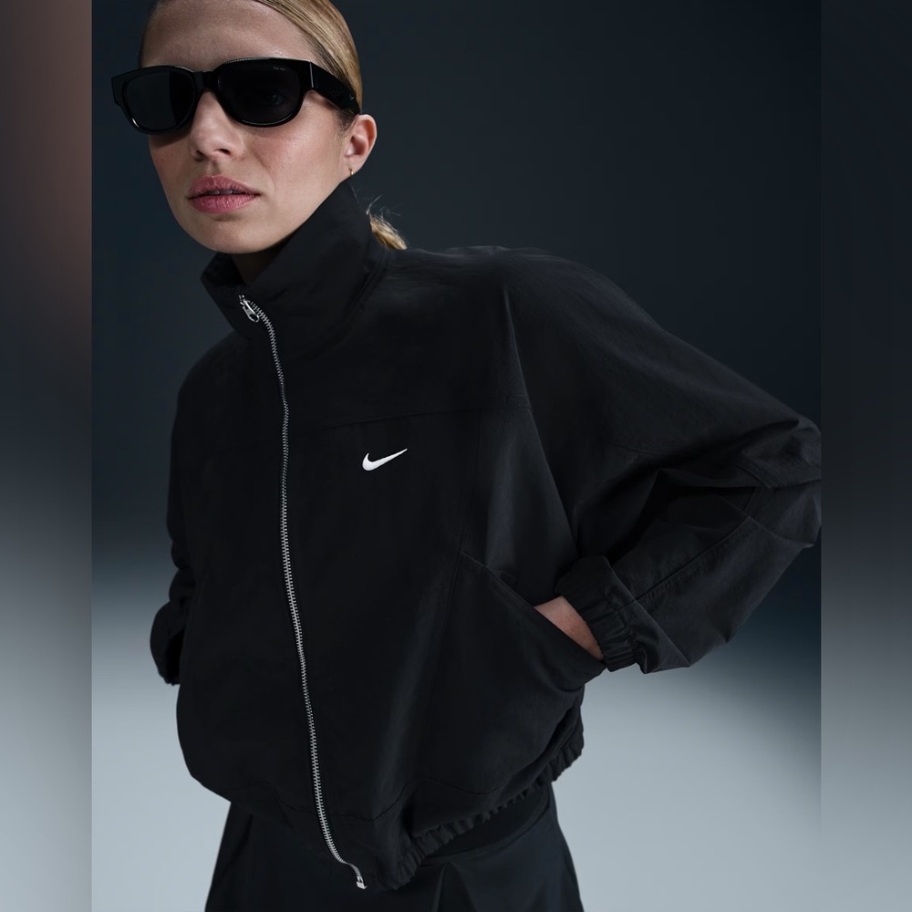 Nike Black Bomber Jacket with White Swoosh